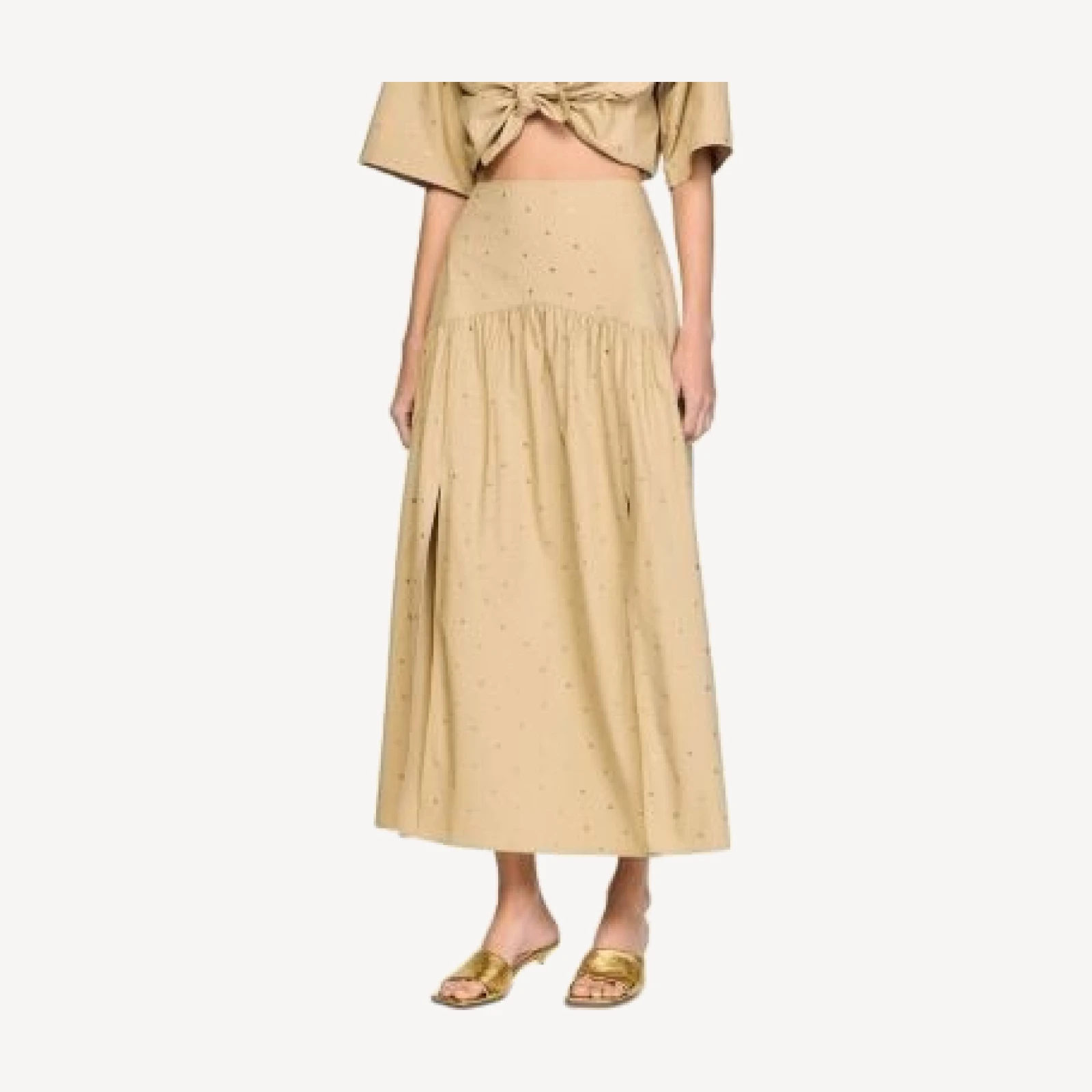 Sandro Long Rhinestone Cotton Skirt