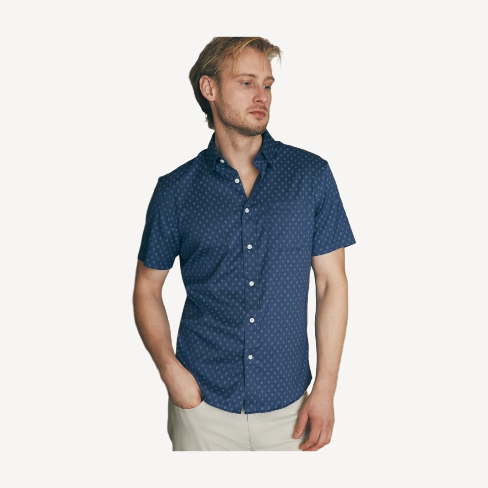 Short-Sleeve Movement Shirt (Tall) - Navy Dusk Diamond Print