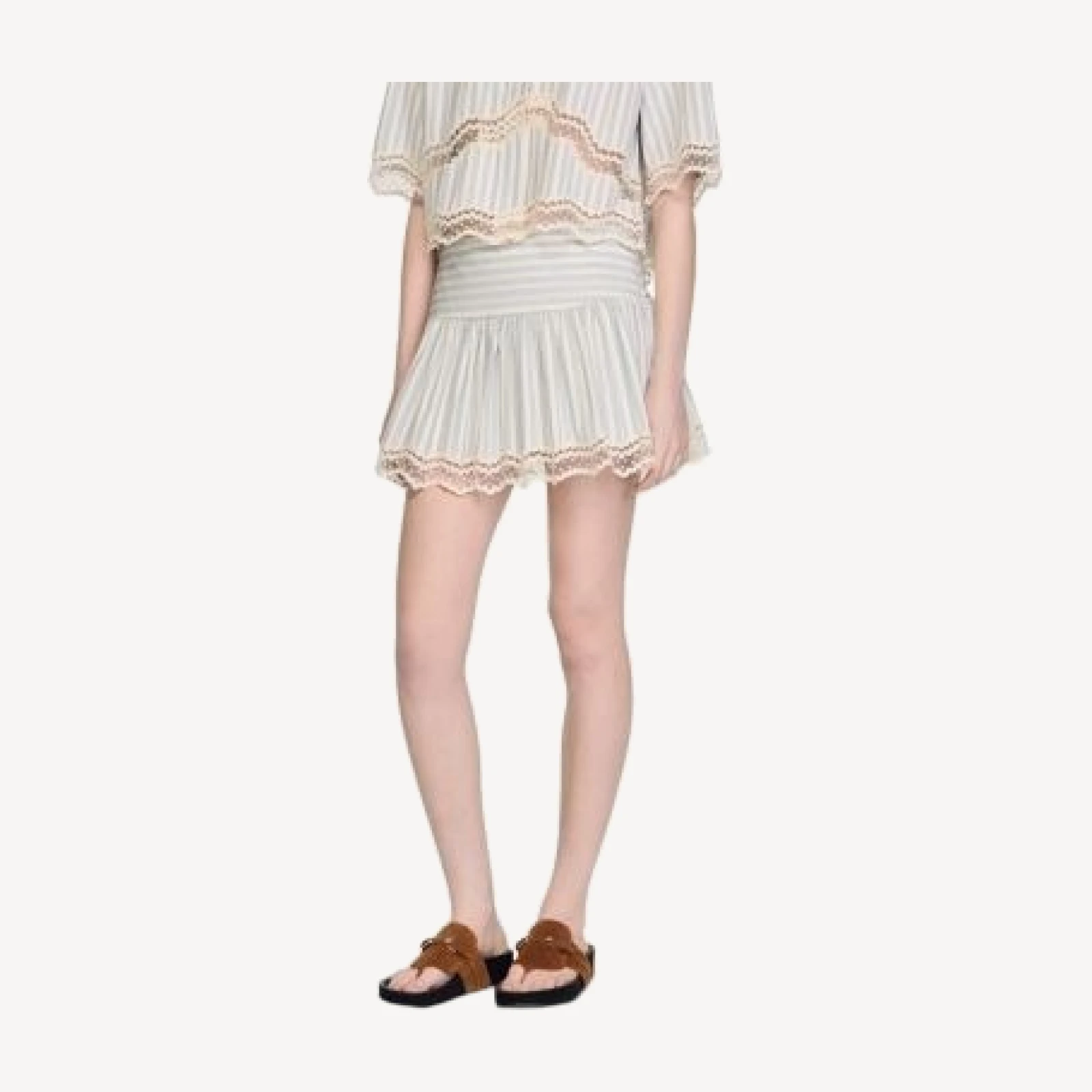 Sandro Striped Cotton Skort