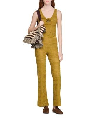 Sandro Floral Pointelle Knit Top