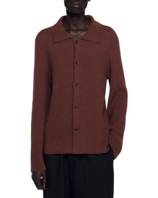 Sandro Boxy Fit Chemise Waffle Knit Shirt