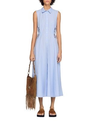 Sandro Striped Cotton Maxi Dress