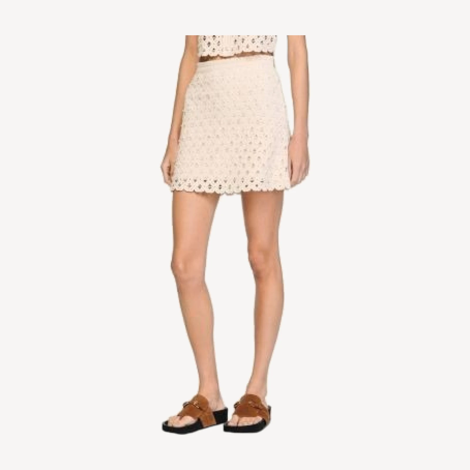 Sandro Short Beaded Crochet Skirt
