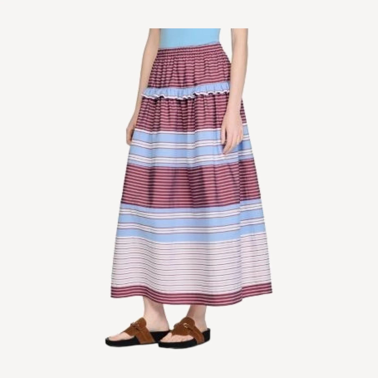 Sandro Long Striped Cotton Skirt