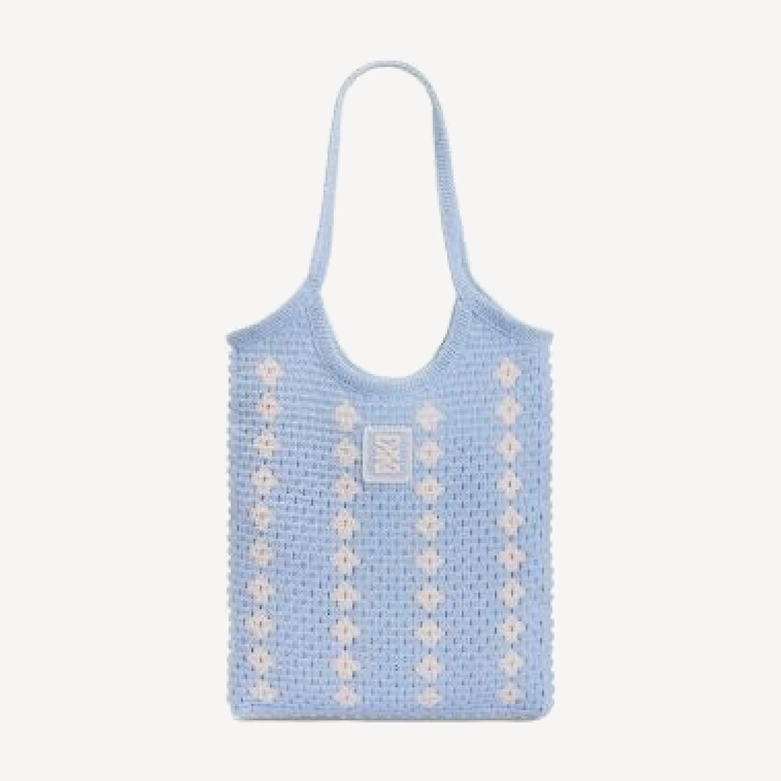 Sandro Two Tone Crochet Mesh Tote