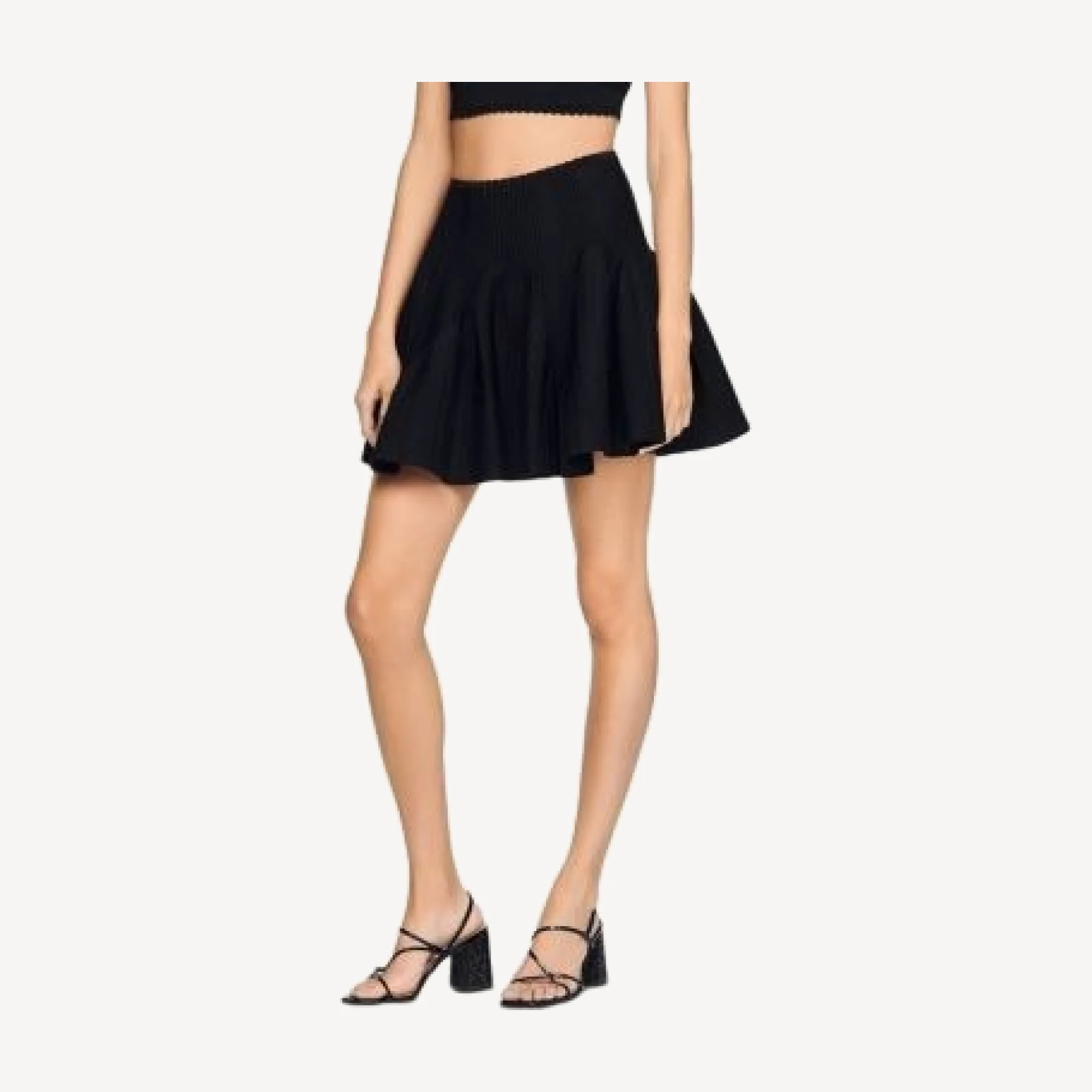 Sandro Bamby Short Knit Godet Skirt