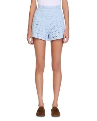 Sandro High Waisted Beaded Crochet Shorts