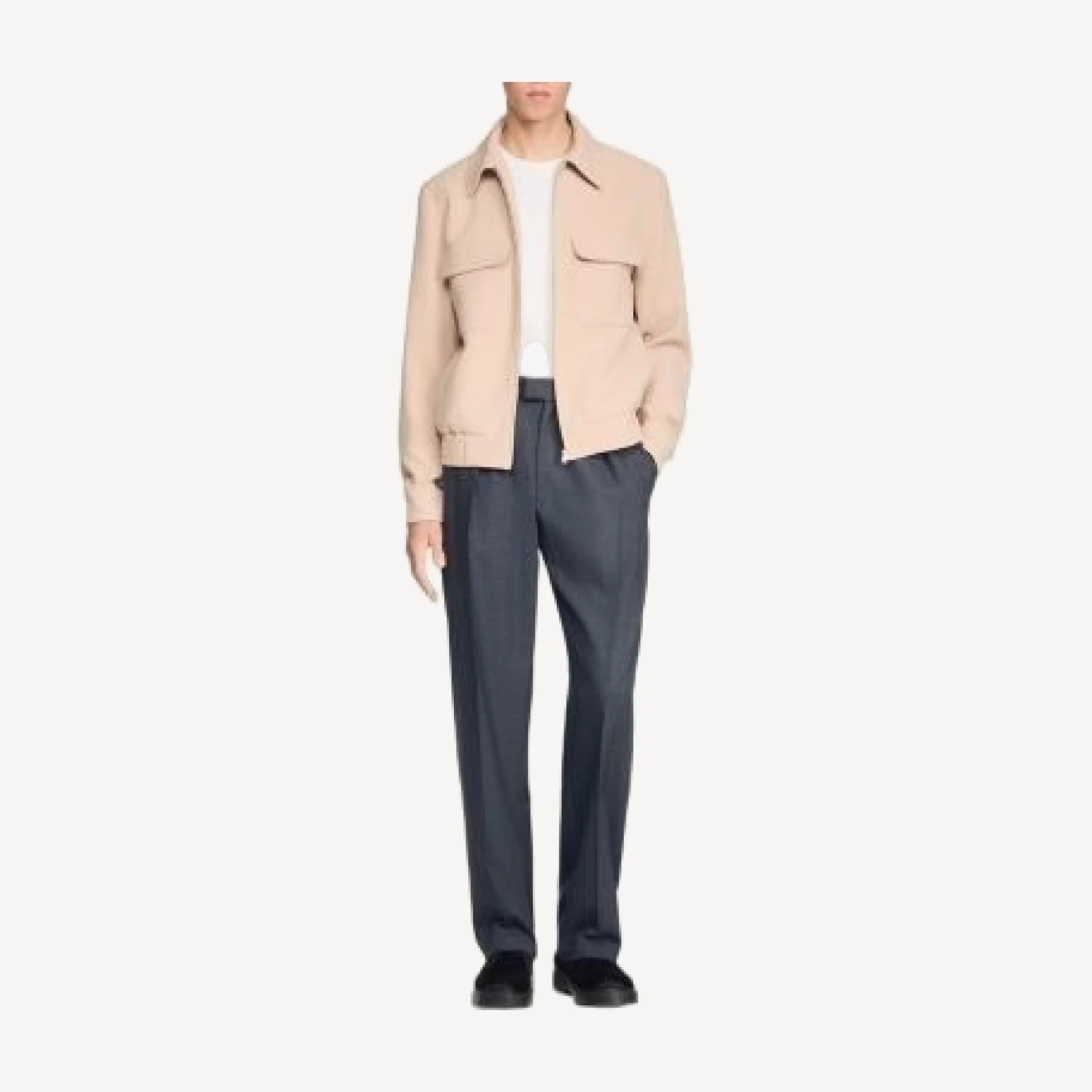 Sandro Waffle Effect Zip Up Jacket
