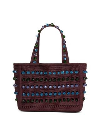 Sandro Seville Beaded Crochet Mesh Tote Bag