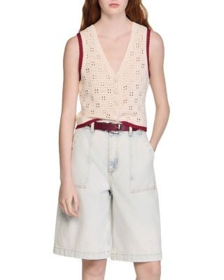 Sandro Crochet Style Cardigan