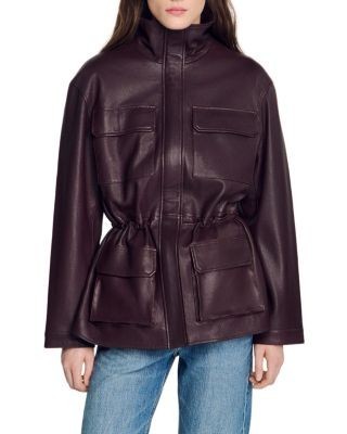 Sandro John Oversized Leather Jacket