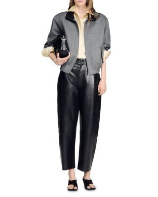 Sandro Neo Leather Barrel Leg Pants