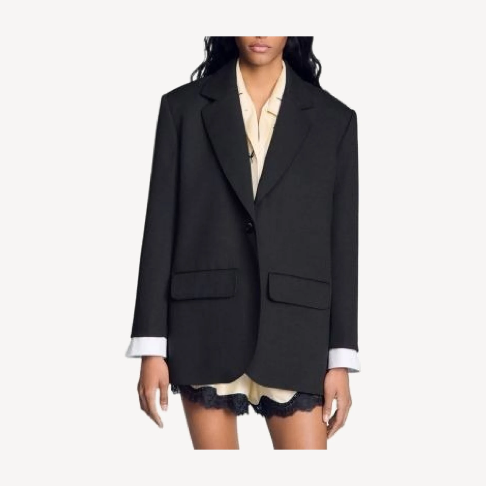 Sandro Mixed Material Satin Jacket
