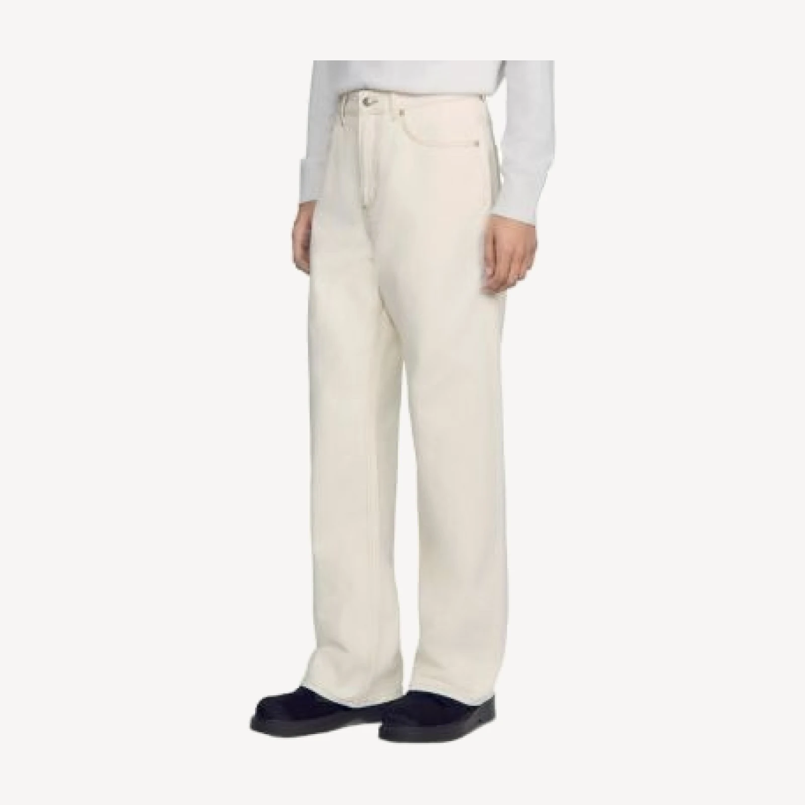 Sandro Wide Fit Cotton 31.5 Jeans in Ecru