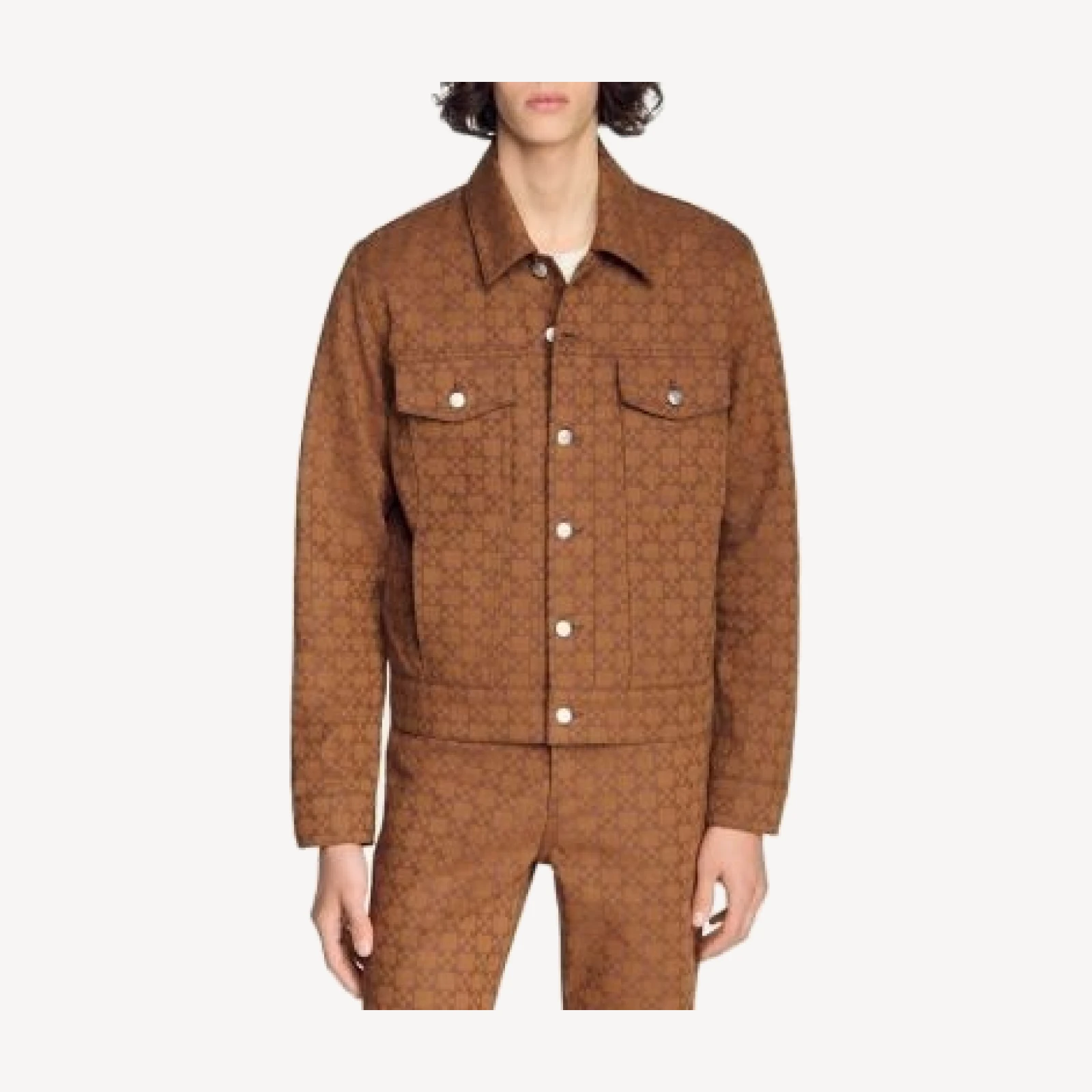 Sandro Square Cross Trucker Denim Jacket