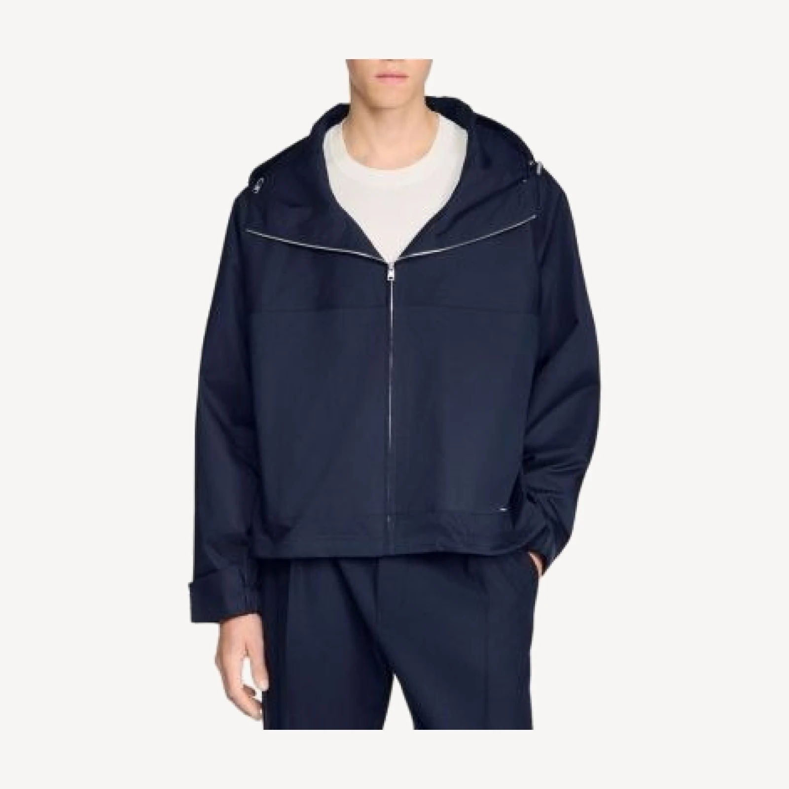Sandro New Windy Hooded Zip Up Cotton Jacket