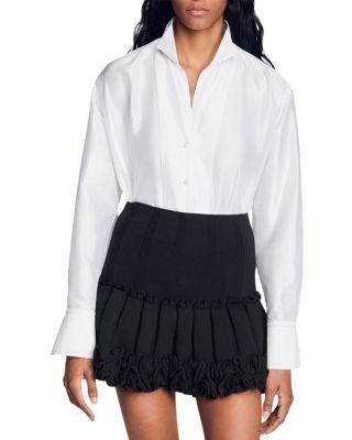 Sandro Oversized Silk Satin Shirt