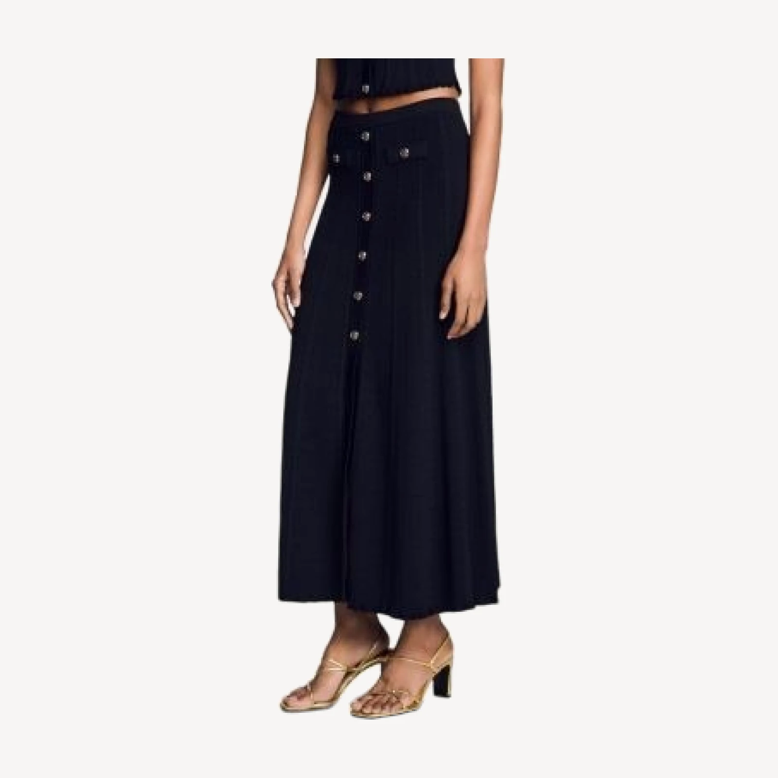 Sandro Pointelle Knit Maxi Skirt