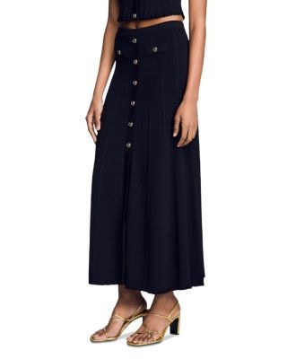 Sandro Pointelle Knit Maxi Skirt