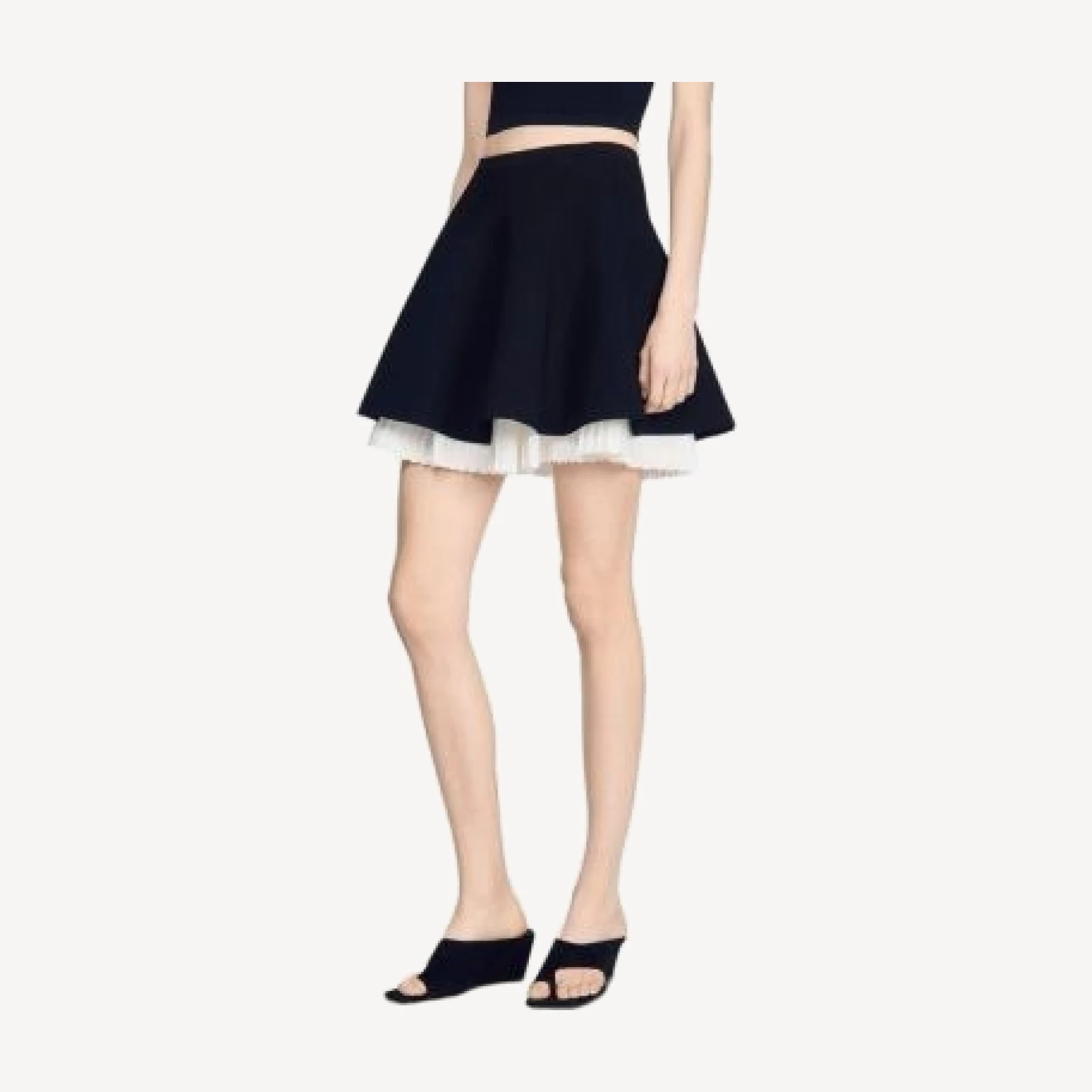 Sandro Maravilla Two Tone Knit Skater Skirt