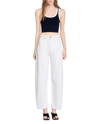 Sandro Two Tone Cropped Knit Top