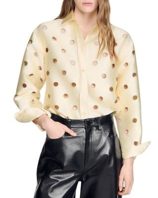 Sandro Openwork Rhinestone Shirt
