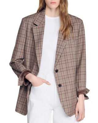 Sandro Check Suit Jacket