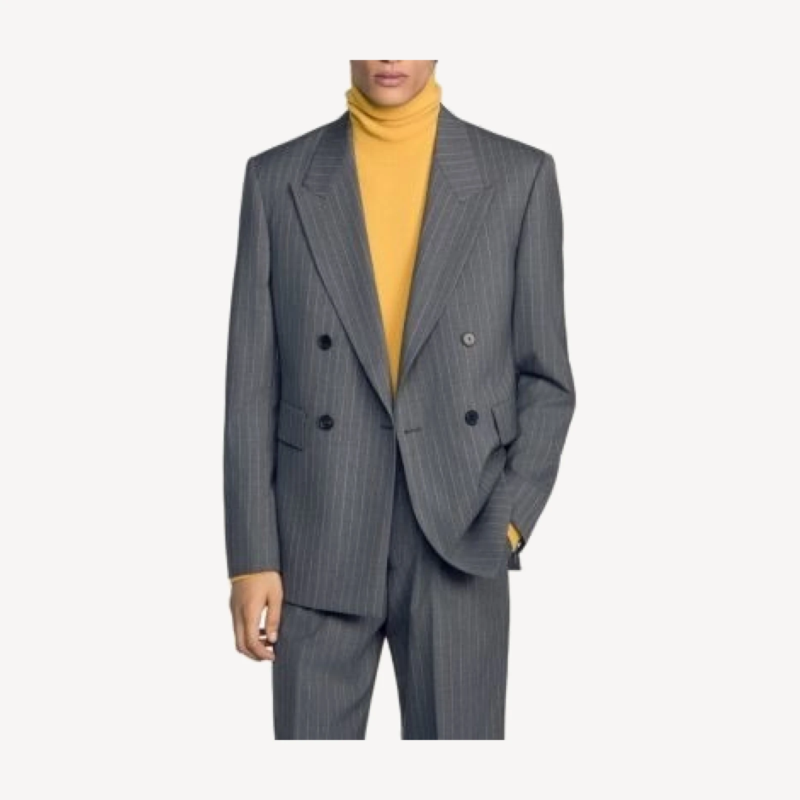 Sandro Croisee Standard Fit Pinstripe Wool Jacket
