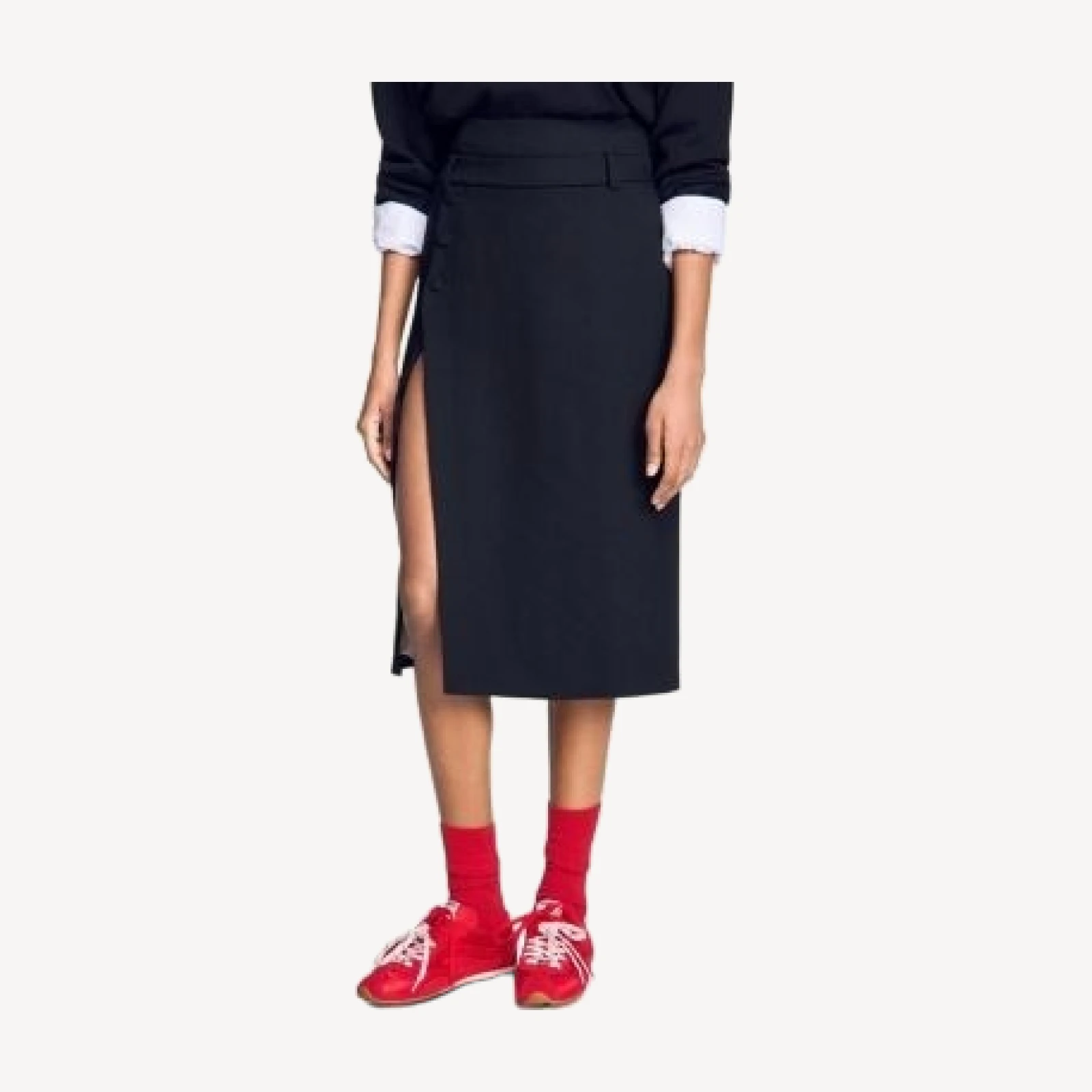 Sandro Mid Length Slit Wool Skirt