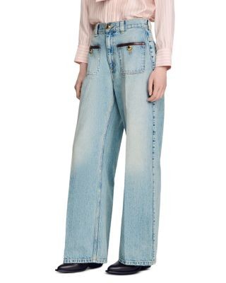 Sandro Straight Leg Jeans in Blue Jean