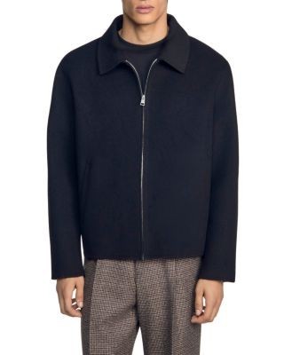 Sandro Double Face Wool Blend Zip Jacket