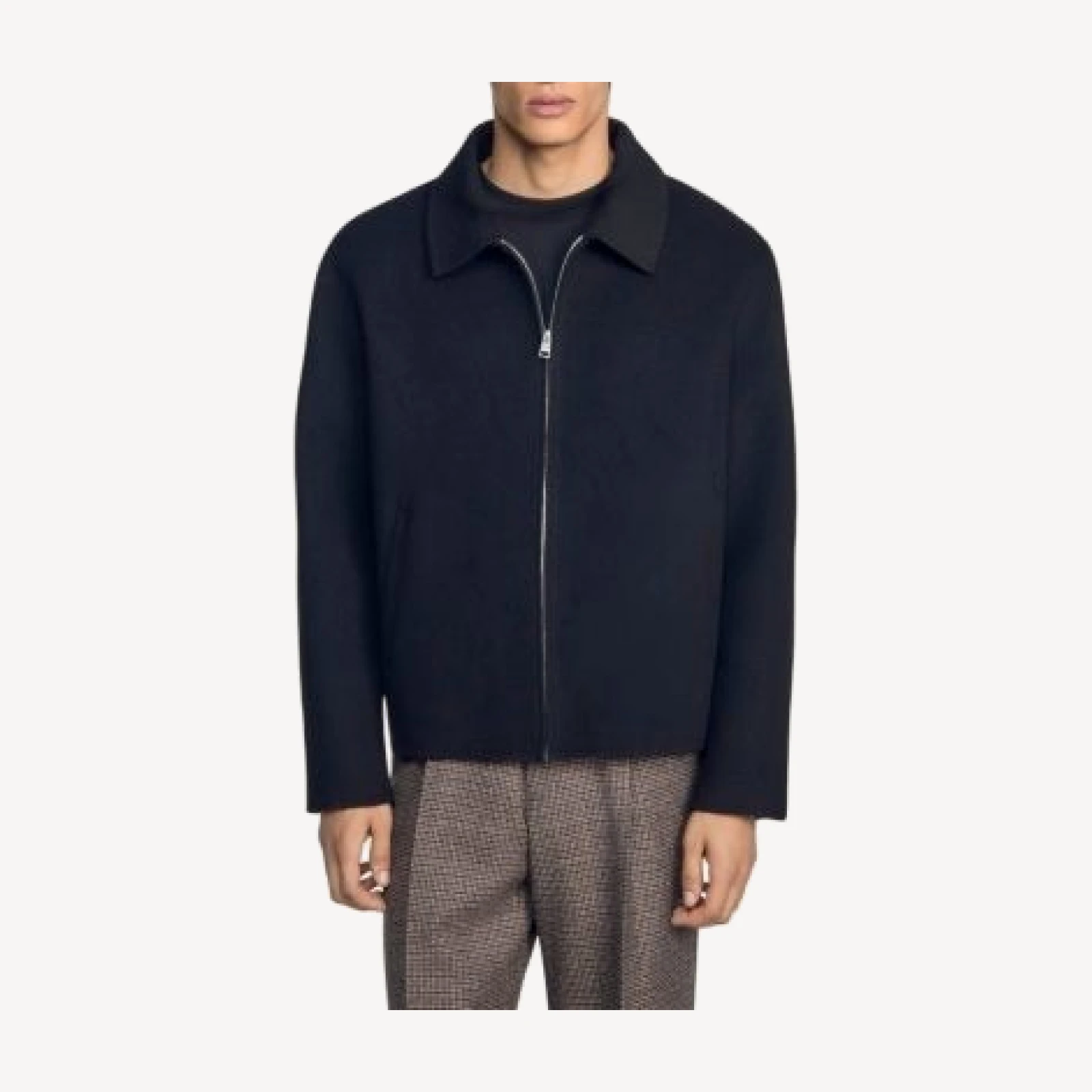 Sandro Double Face Wool Blend Zip Jacket