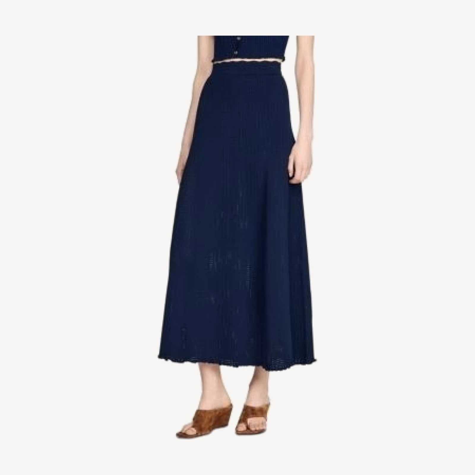 Sandro Hedda Pointelle Knit Maxi Skirt