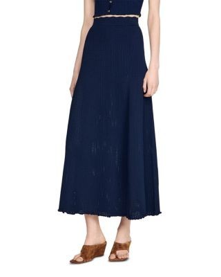 Sandro Hedda Pointelle Knit Maxi Skirt