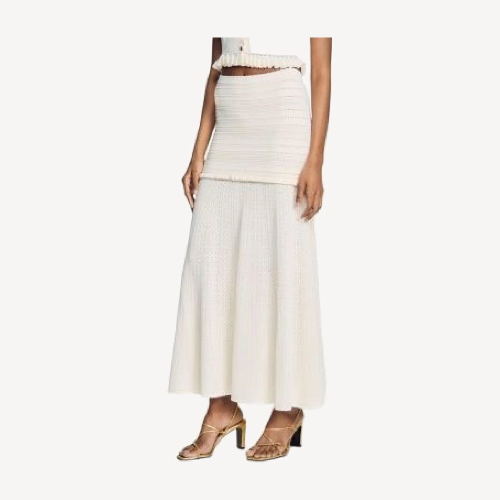 Sandro Cassalara Mixed Pointelle Knit Maxi Skirt