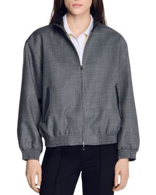 Sandro Oversized Leather Collar Jacket