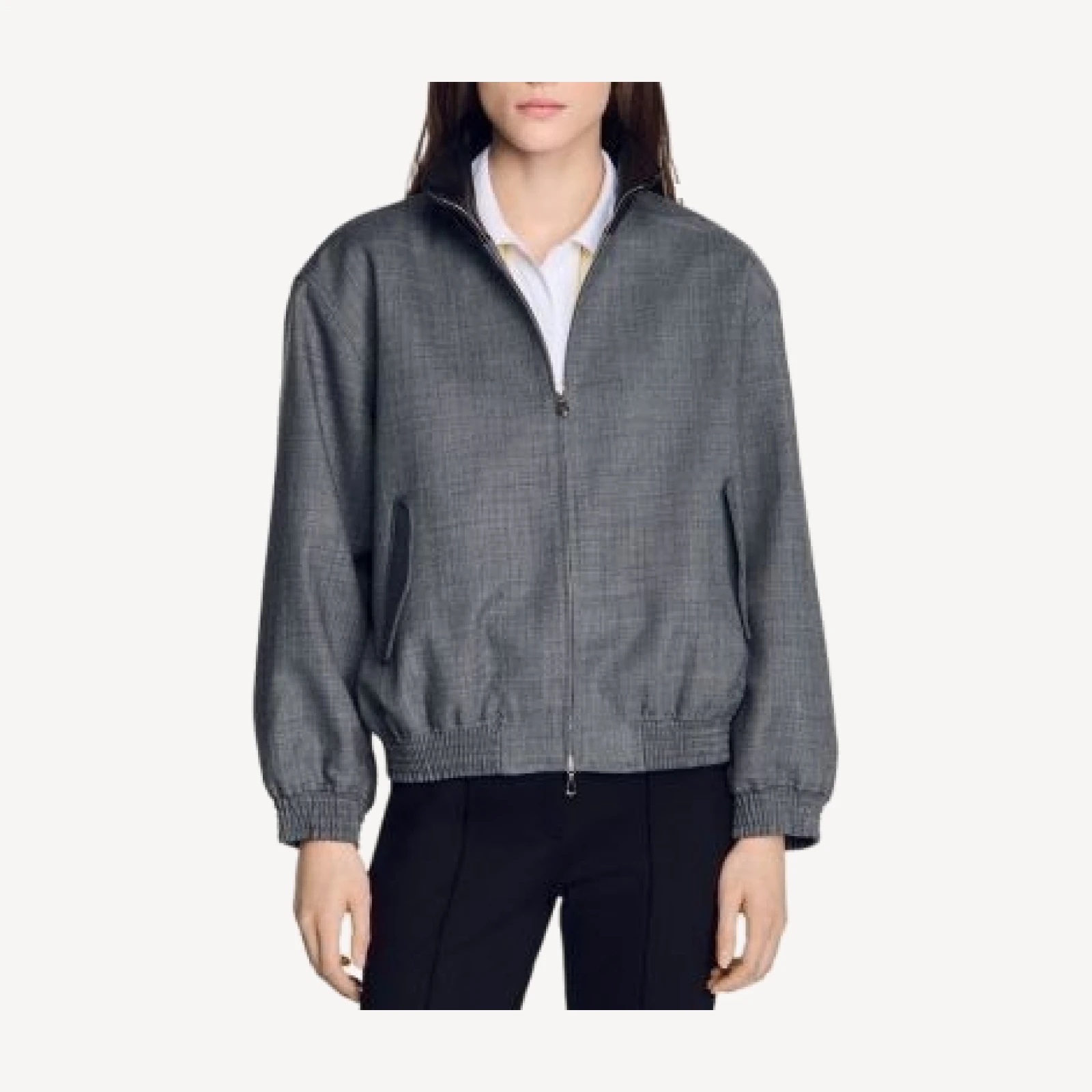 Sandro Oversized Leather Collar Jacket