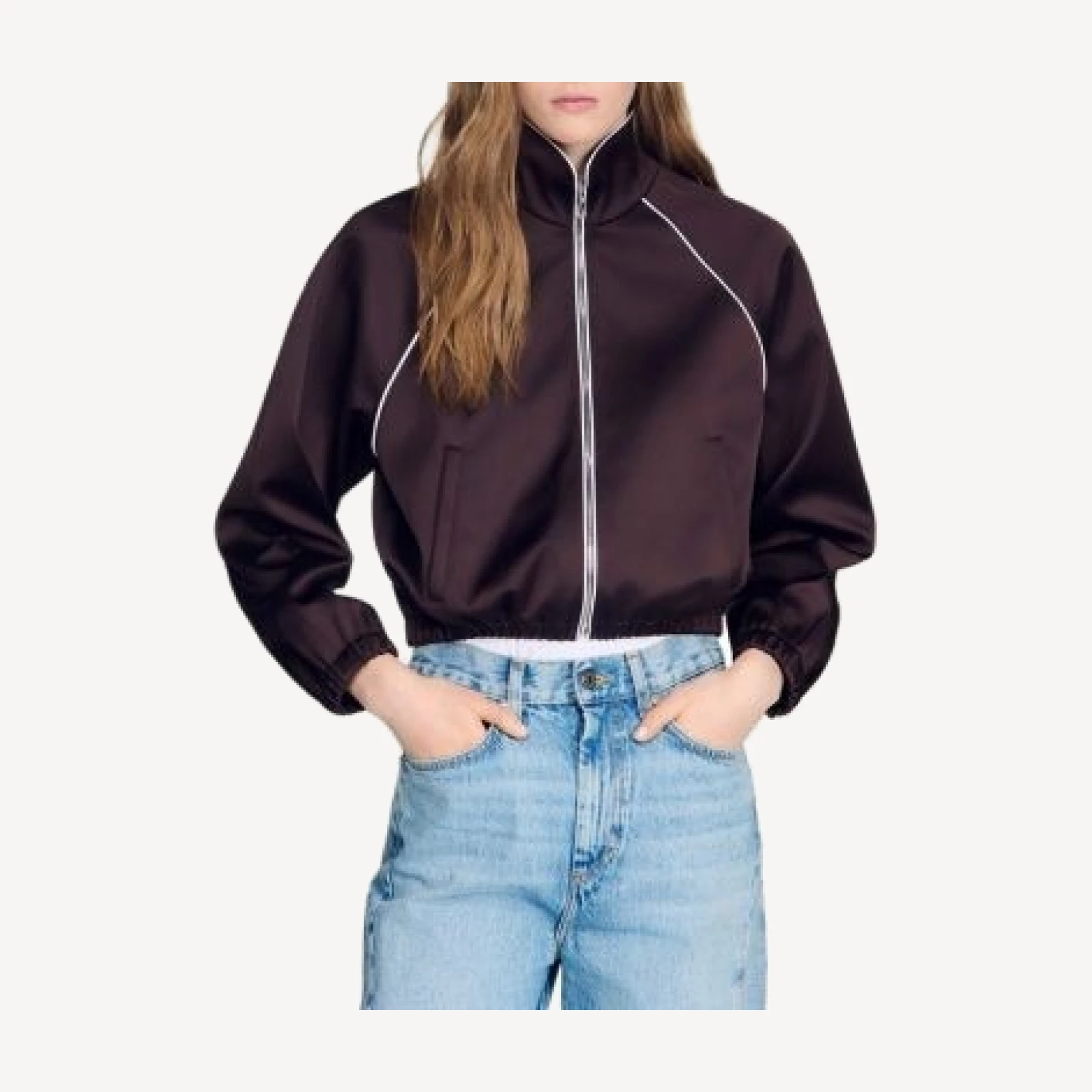 Sandro Cropped Satin Jacket