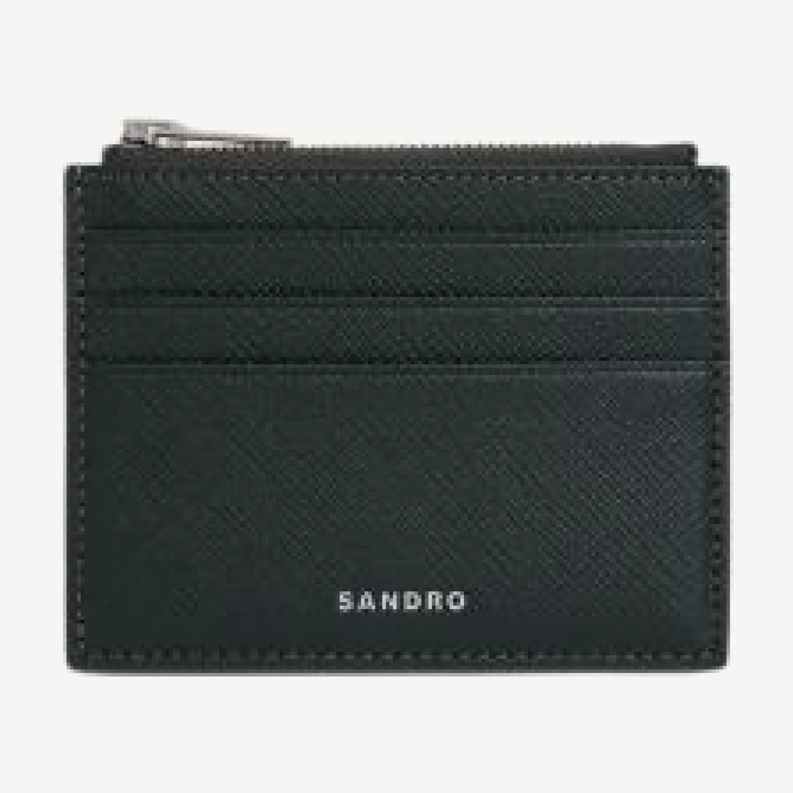 Sandro Synthetic Leather Zip Logo Card Holder