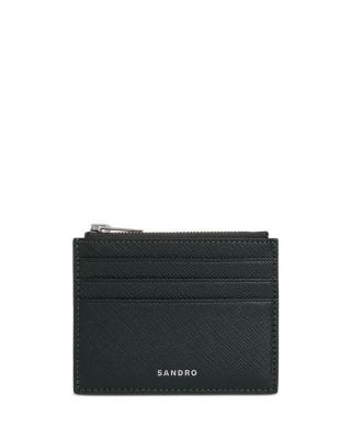 Sandro Synthetic Leather Zip Logo Card Holder