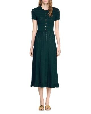 Sandro Orianne Pointelle Knit Midi Dress
