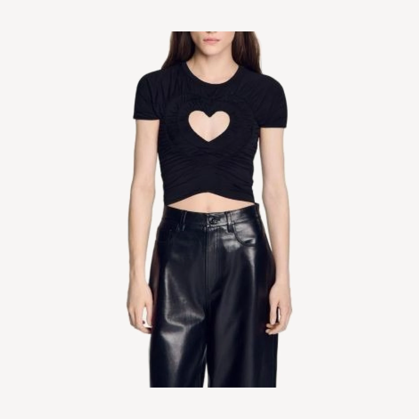 Sandro Ruched Heart Cropped T Shirt