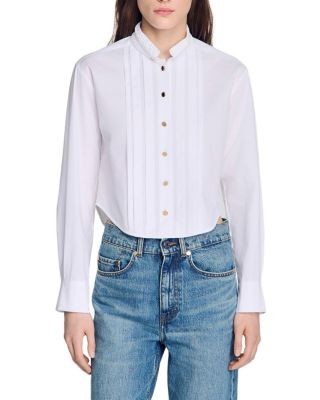 Sandro Pleated Origami Collar Shirt