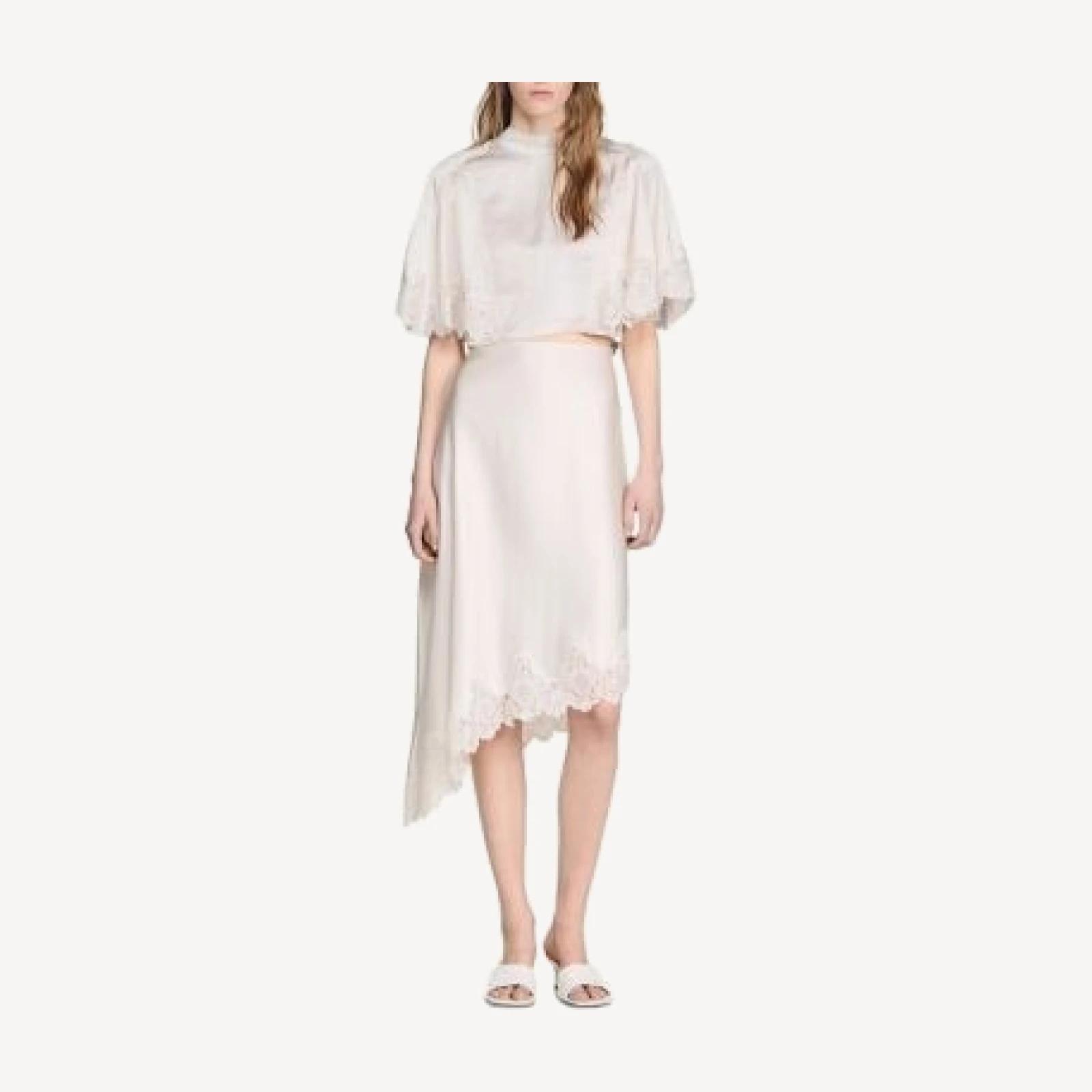 Sandro Asymmetric Satin Skirt