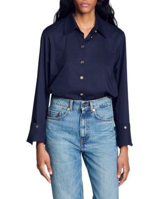Sandro Wide Cuff Button Front Shirt