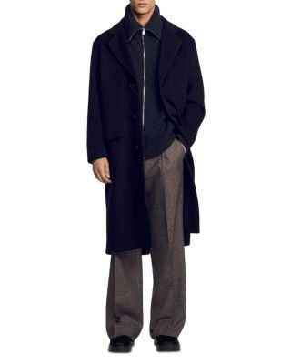 Sandro William Heather Wool Blend Long Coat