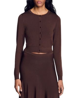 Sandro Giovanni Semi Sheer Cropped Cardigan