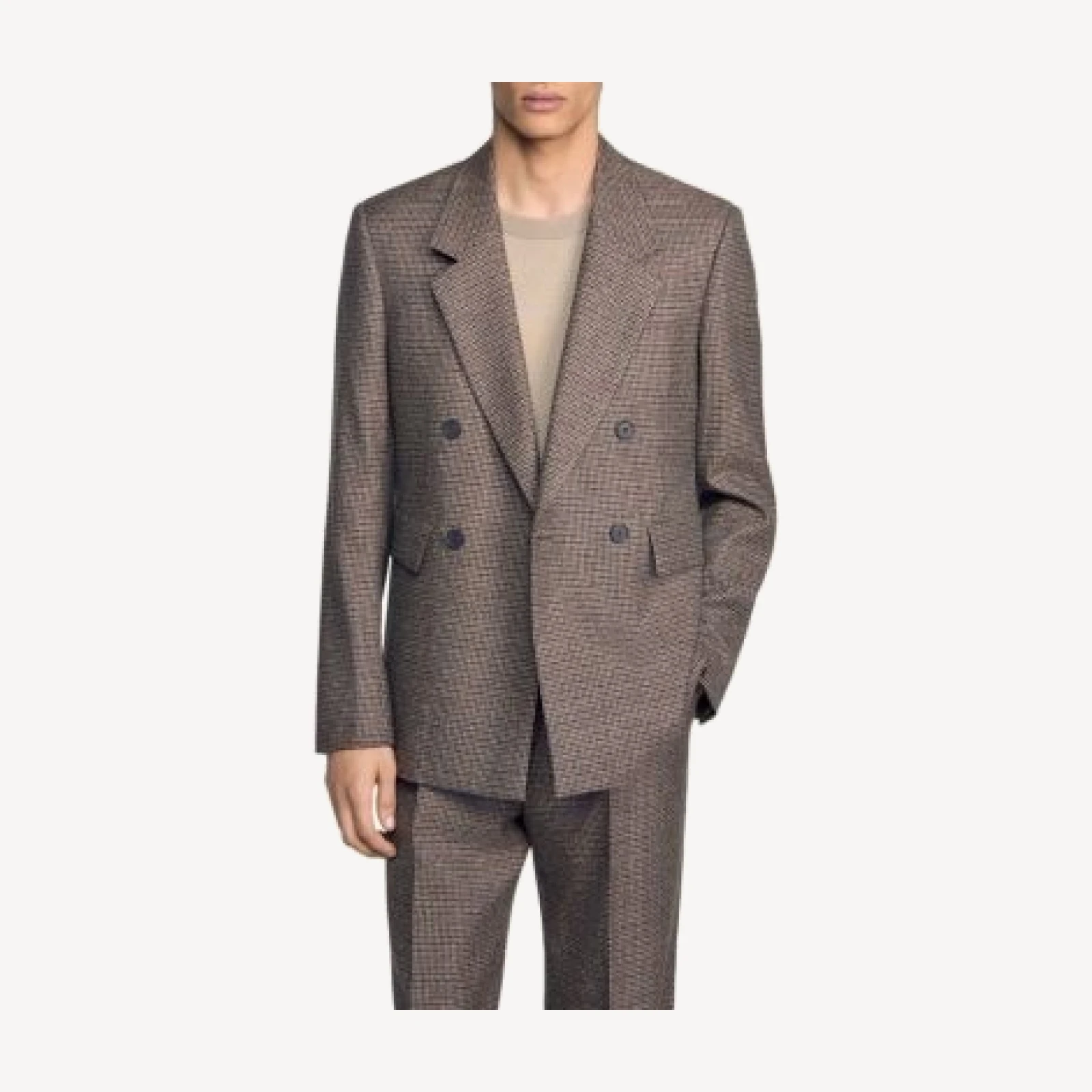 Sandro Pied De Poule Classic Fit Wool Houndstooth Jacket