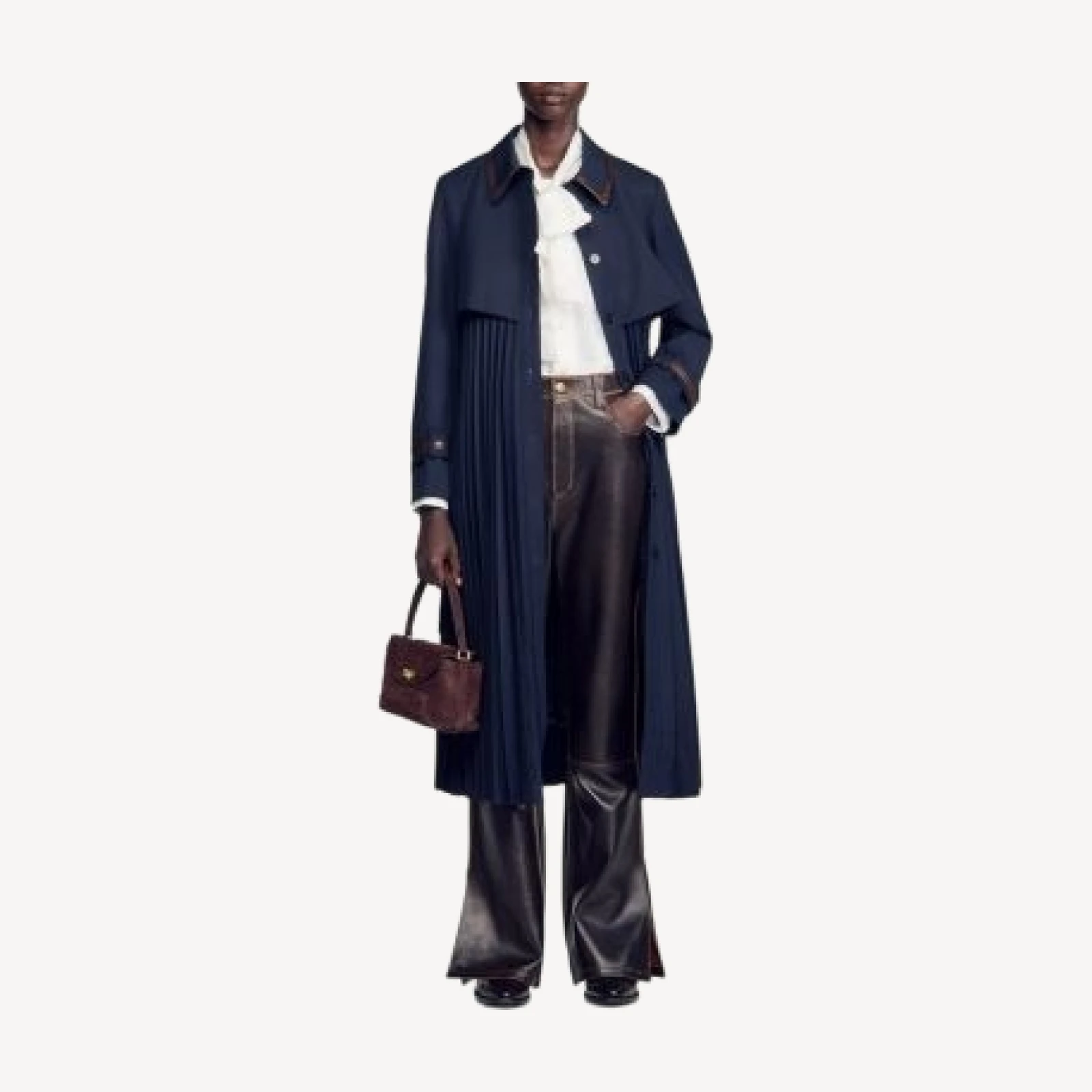 Sandro Regine Pleated Trench Coat