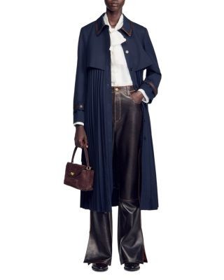 Sandro Regine Pleated Trench Coat
